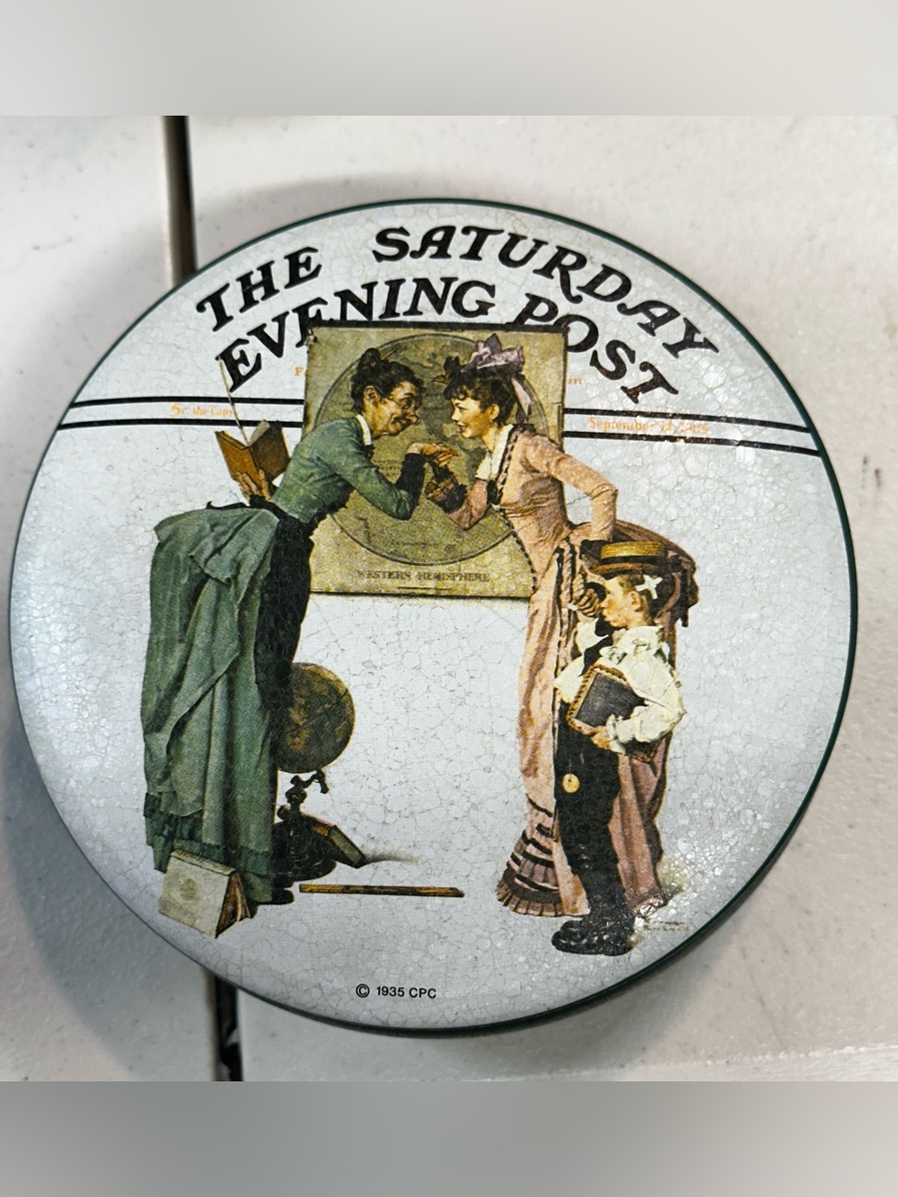The Saturday Evening Post Decorative Tin- Green, Pink, Cream